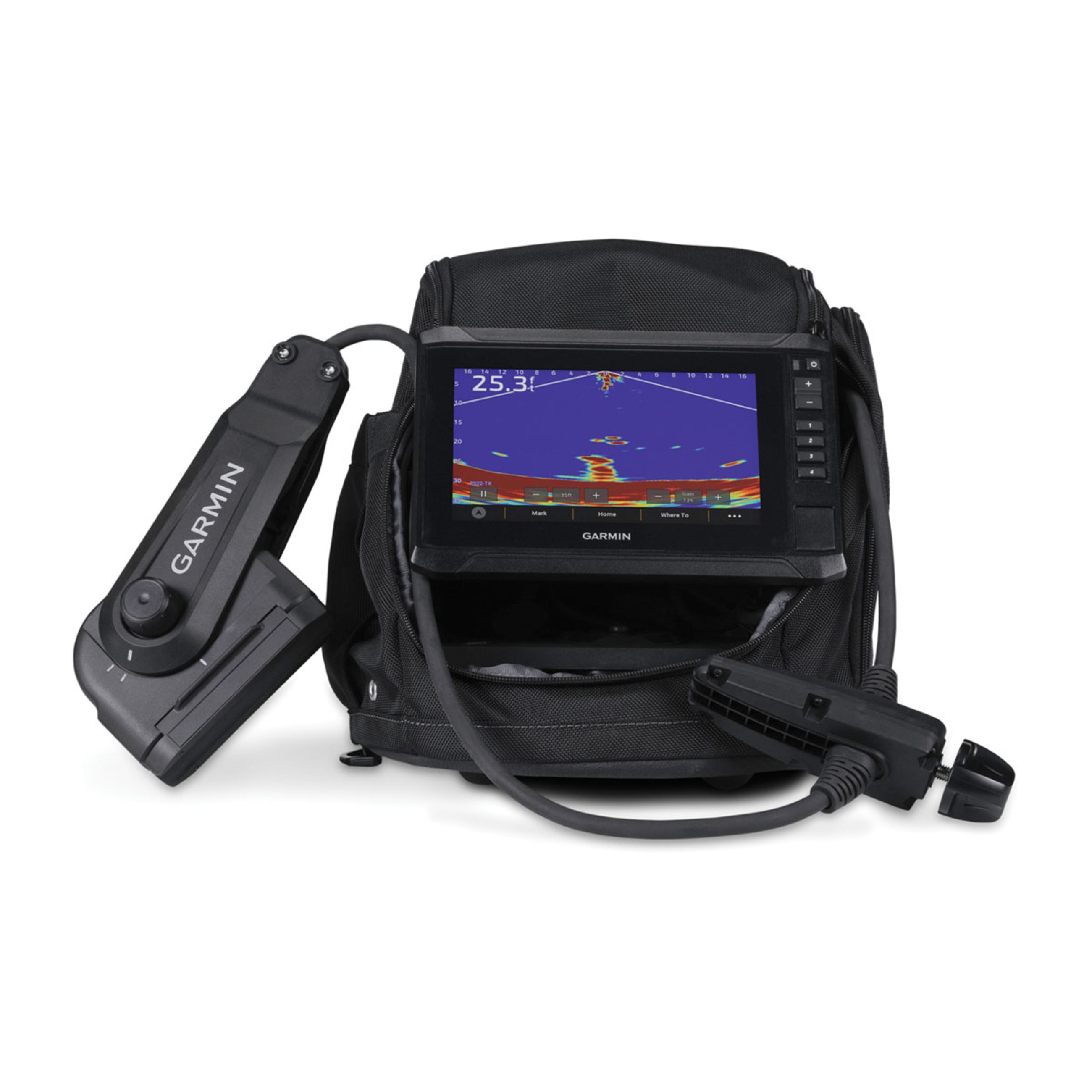 Striker Plus 4 Ice Fishing Bundle - Includes Echomap Uhd2 73Sv, Panoptix Ps22-If Transducer And Pole-Free Transducer Rotation System