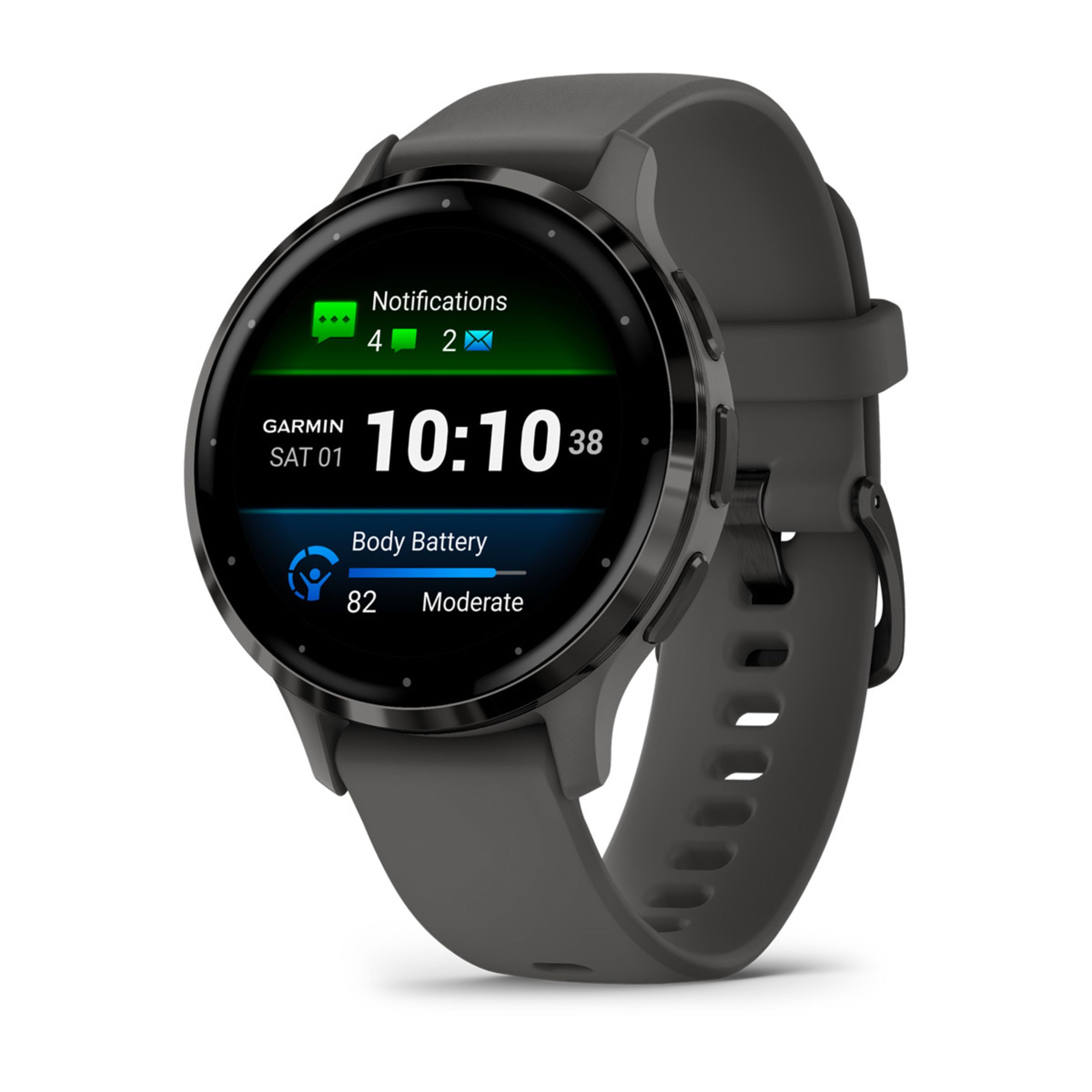 Venu 3S - Slate Stainless Steel Bezel With Pebble Gray Case And Silicone Band