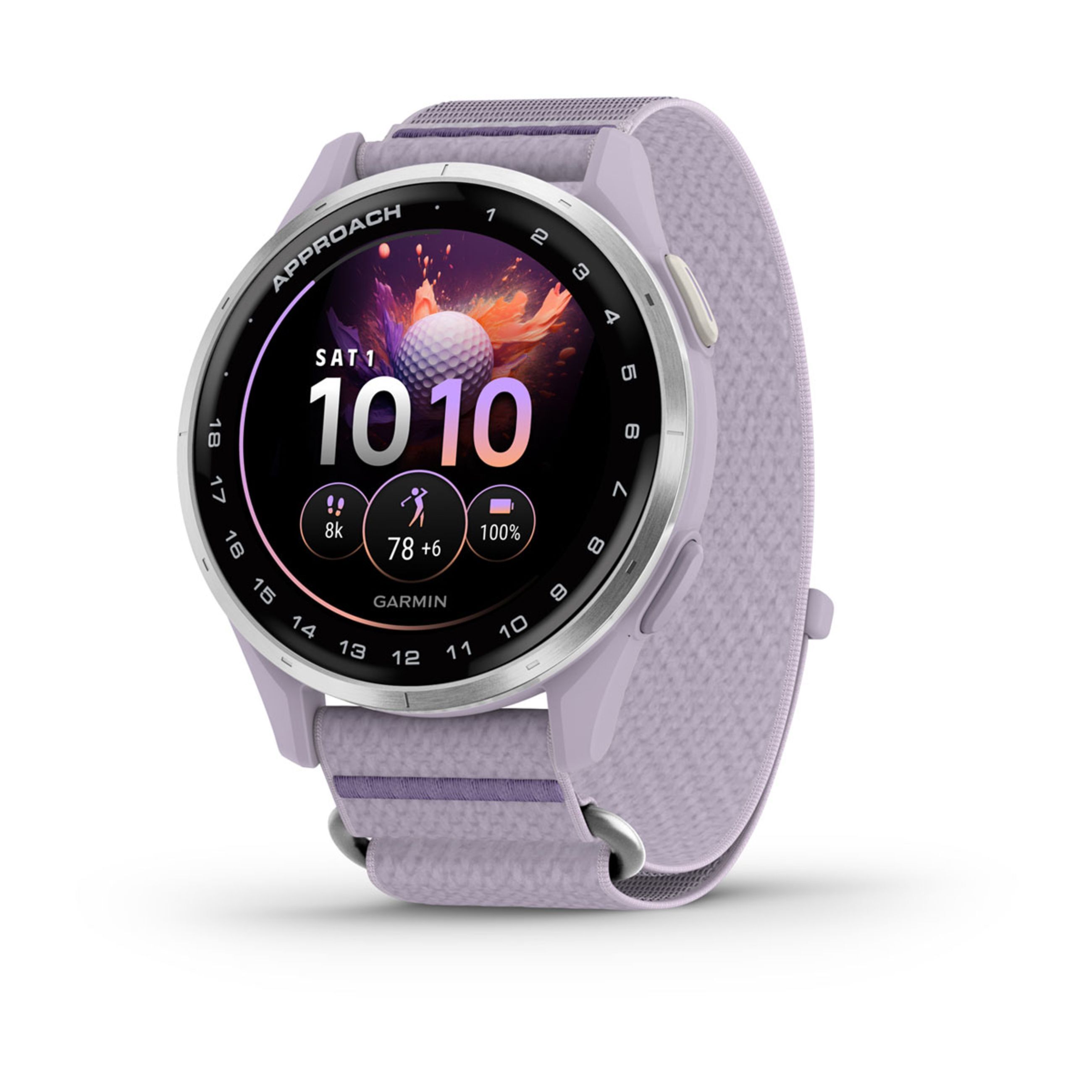 Approach J1 - Silver Aluminum Bezel With Lilac Comfortfit Fabric Band