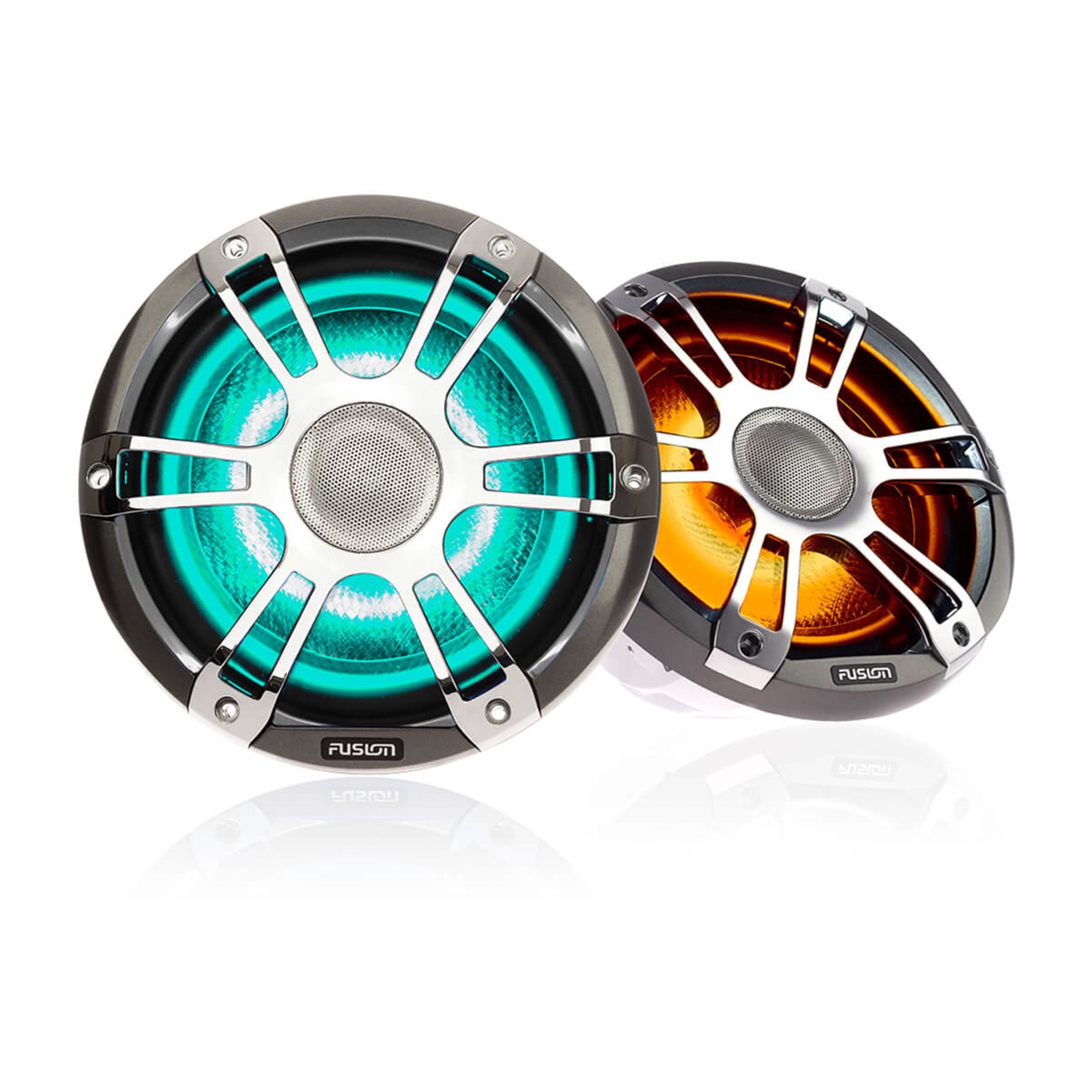 Fusion Signature Series 3 Marine Wake Tower Speakers - 7.7" 280 Watt Coaxial Sports Chrome Marine Speakers (Pair) With Crgbw Led Lighting - Image 3