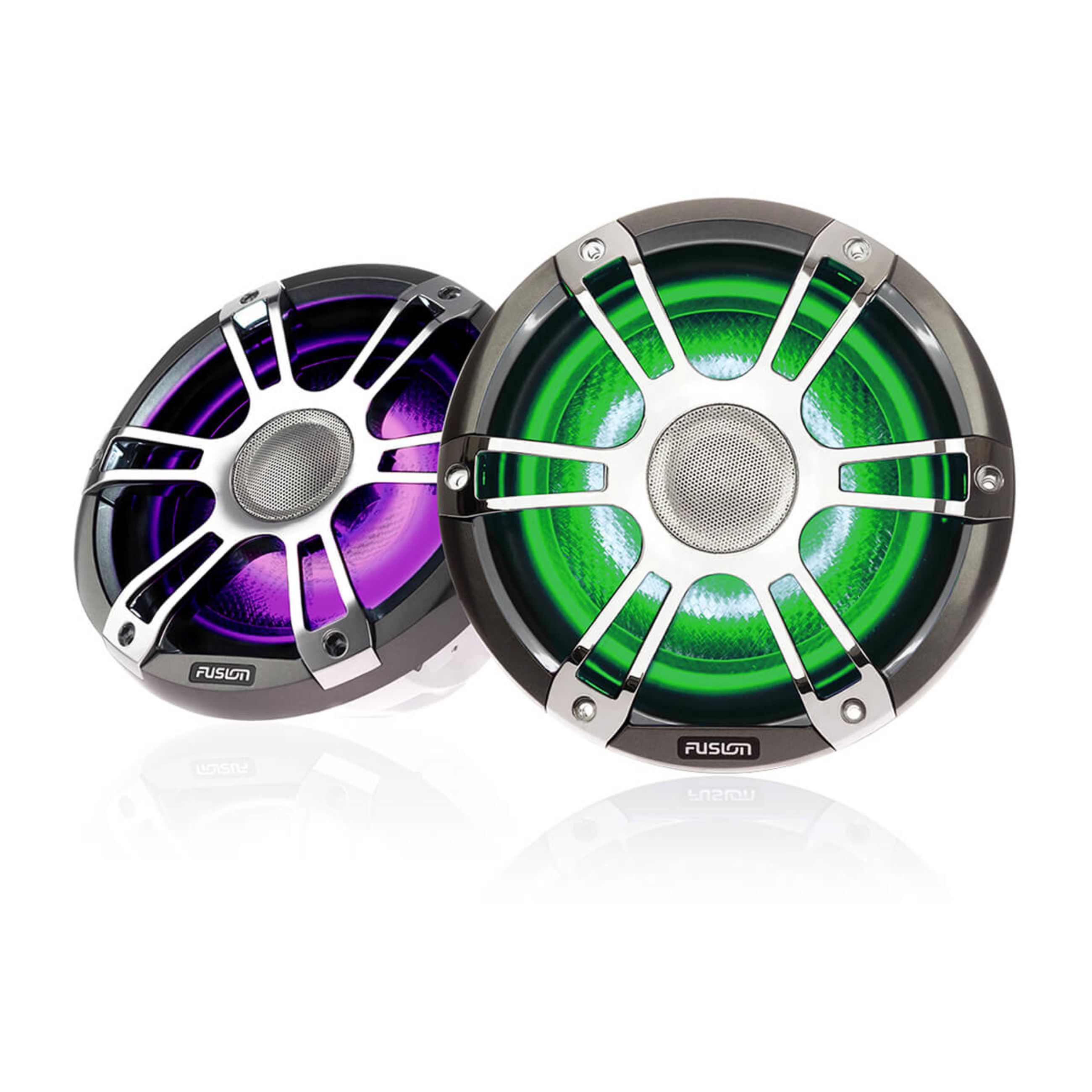 Fusion Signature Series 3 Marine Wake Tower Speakers - 7.7" 280 Watt Coaxial Sports Chrome Marine Speakers (Pair) With Crgbw Led Lighting - Image 4